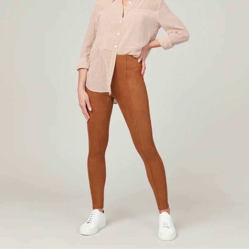 Spanx Faux Suede Leggings in Rich Caramel Size Small